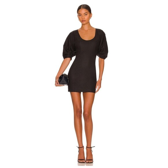 Bebe Sheer Black Sparkle Puff Sleeve Tunic Dress, XS - Picture 1 of 8